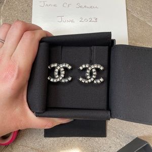 Chanel XL Resin Crystal Earrings